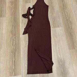 Halter Brown Maxi Dress